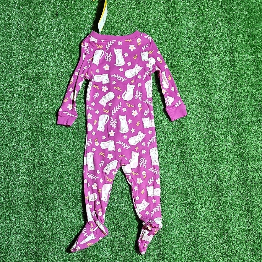 Purple Baby Girl Footie with Cat Design - Picture 4 of 4